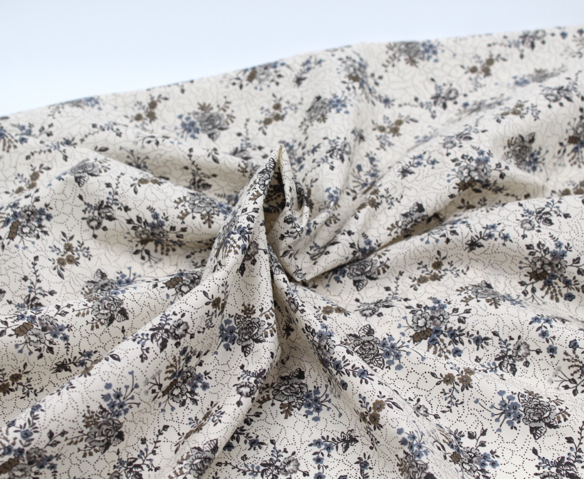 Jeanne - Batiste de coton bio SILKYNE à imprimé fleuri automne Tissus issus de l'agriculture biologique  - 10