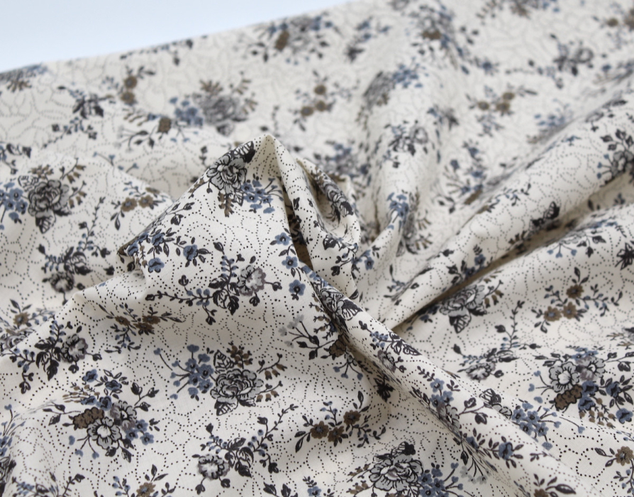 Jeanne - Batiste de coton bio SILKYNE à imprimé fleuri automne Tissus issus de l'agriculture biologique  - 12