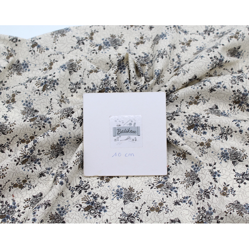 Jeanne - Batiste de coton bio SILKYNE à imprimé fleuri automne Tissus issus de l'agriculture biologique  - 13