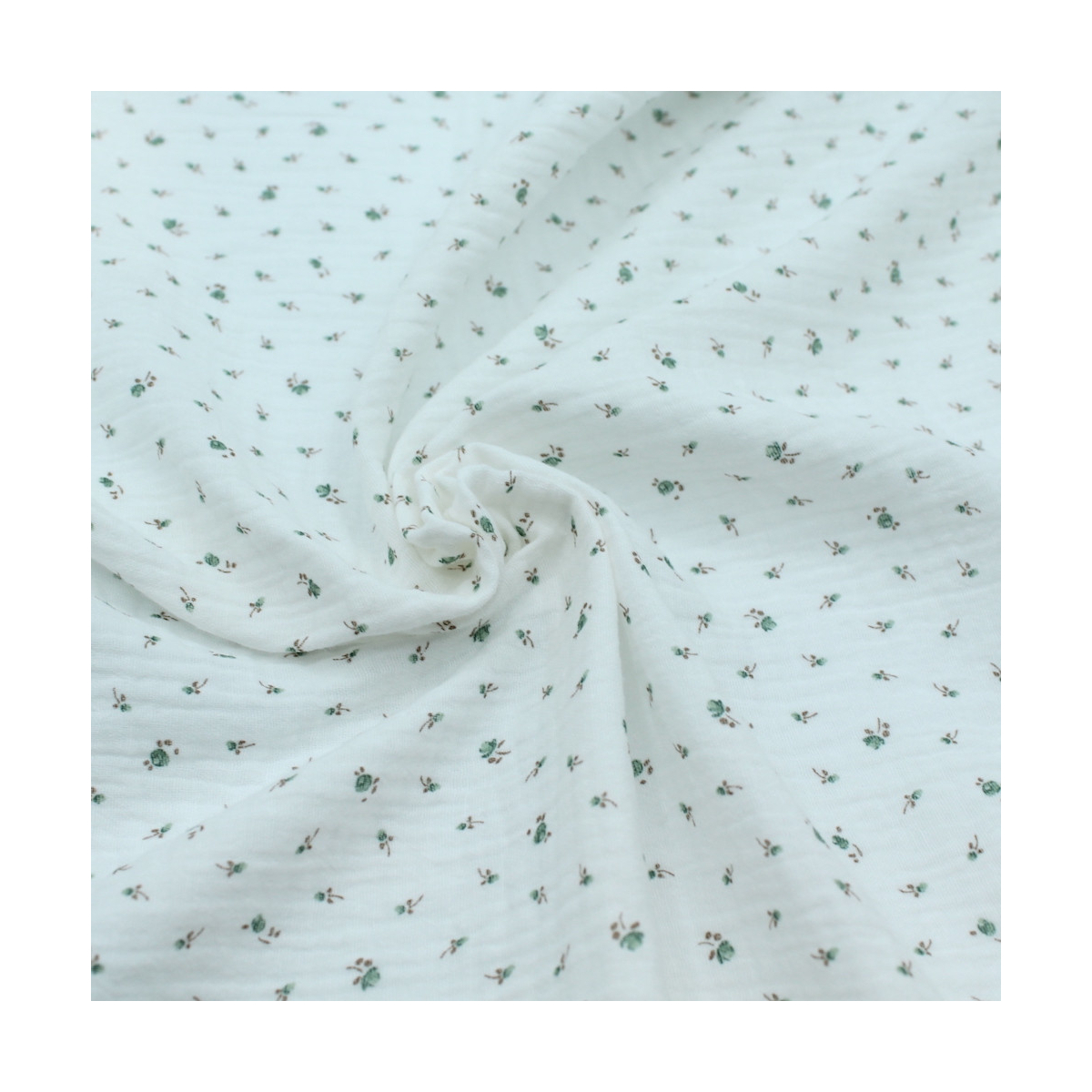 Caroline - Double gaze de coton blanc à motifs petites fleurs Caroline - Double gaze de coton blanc à motifs petites fleurs