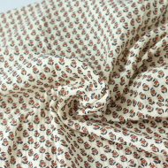 Aria - Double gaze de coton écru à motifs petites fleurs façon hand block