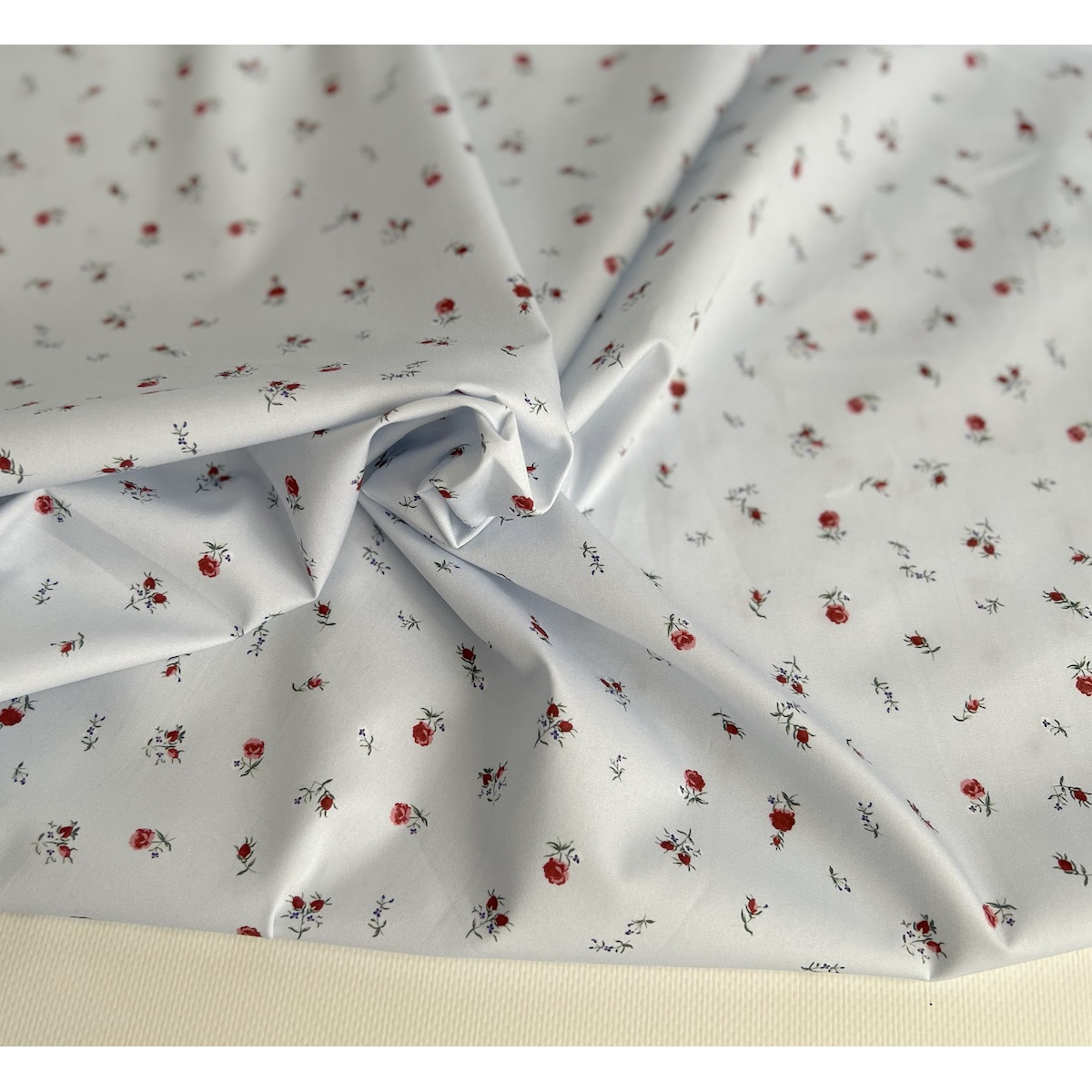 Popeline de coton classique organique fond grisé fleuri x1m Tissus issus de l'agriculture biologique  - 6