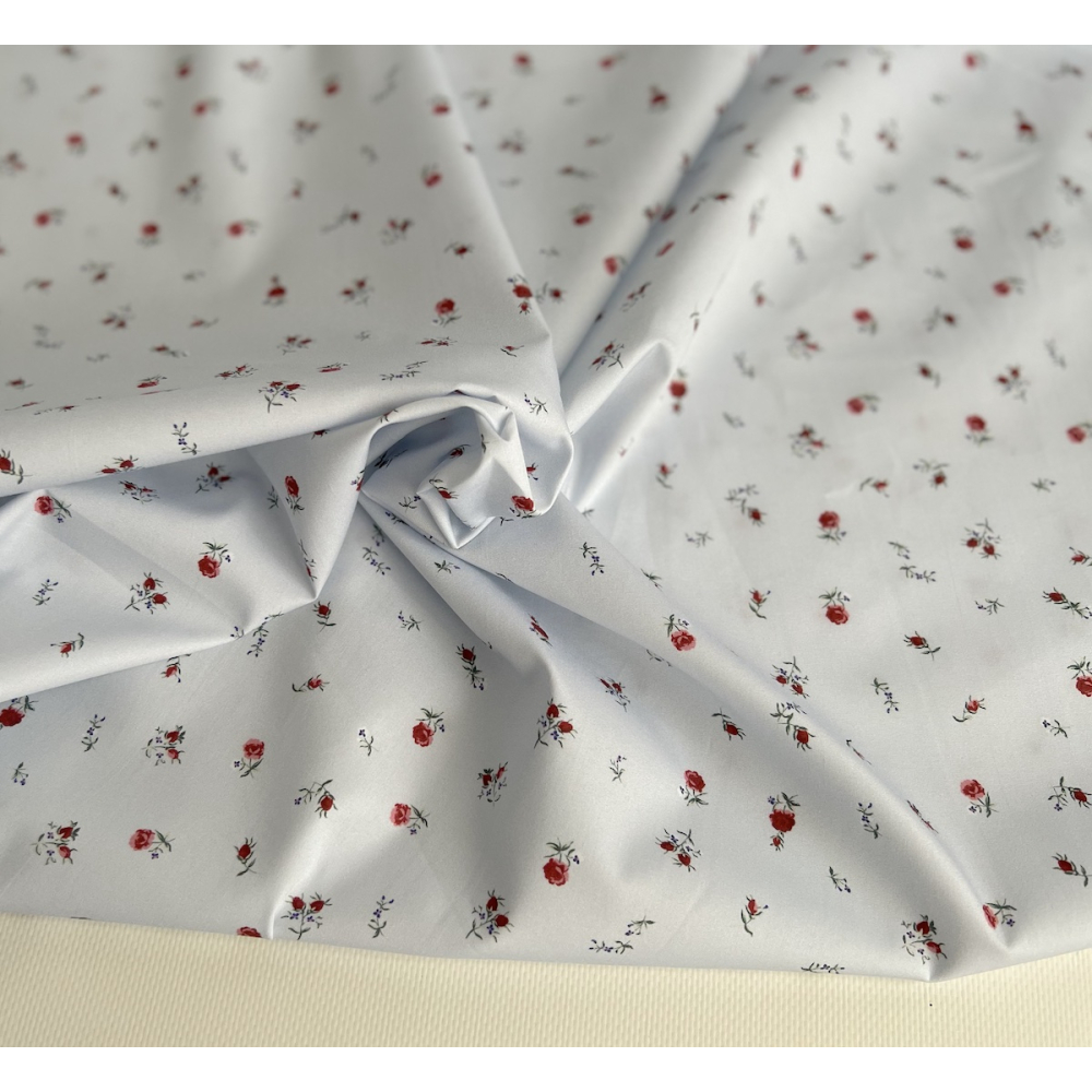 Popeline de coton classique organique fond grisé fleuri x1m Tissus issus de l'agriculture biologique  - 6