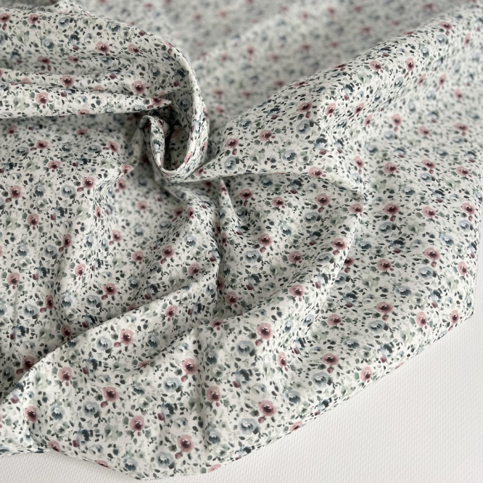 Batiste de coton bio à imprimé fleuri Tissus issus de l'agriculture biologique  - 1
