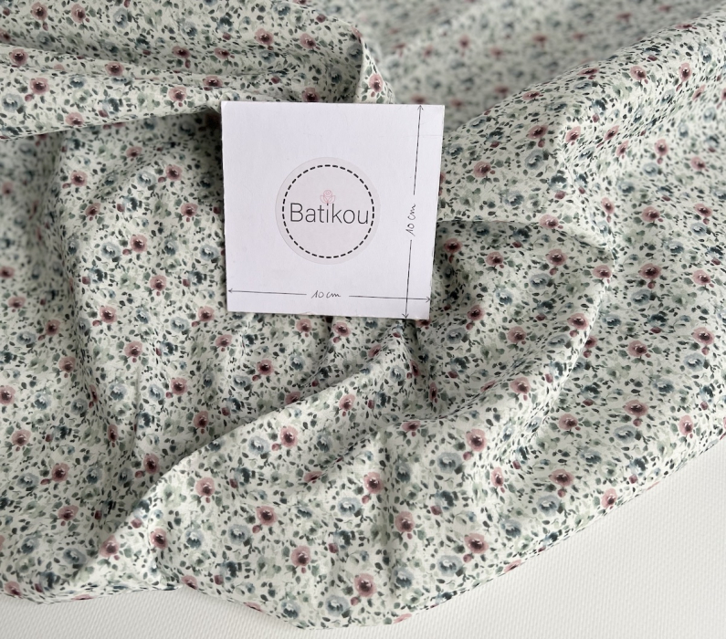 Batiste de coton bio à imprimé fleuri Tissus issus de l'agriculture biologique  - 4