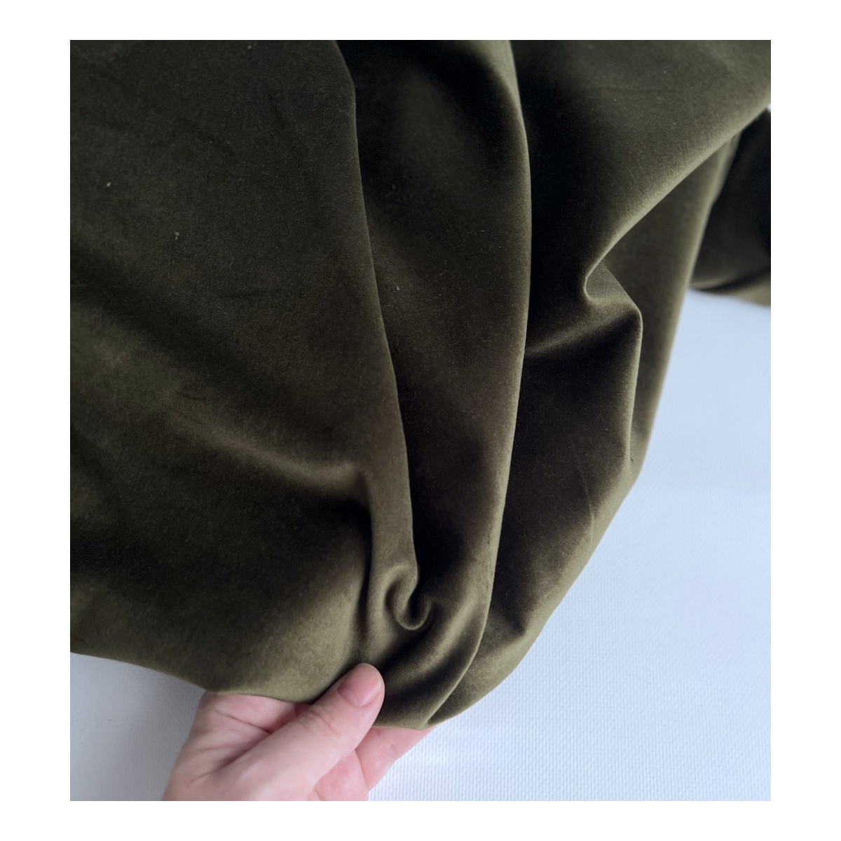 Velours ras coton organique coloris kaki  - 2