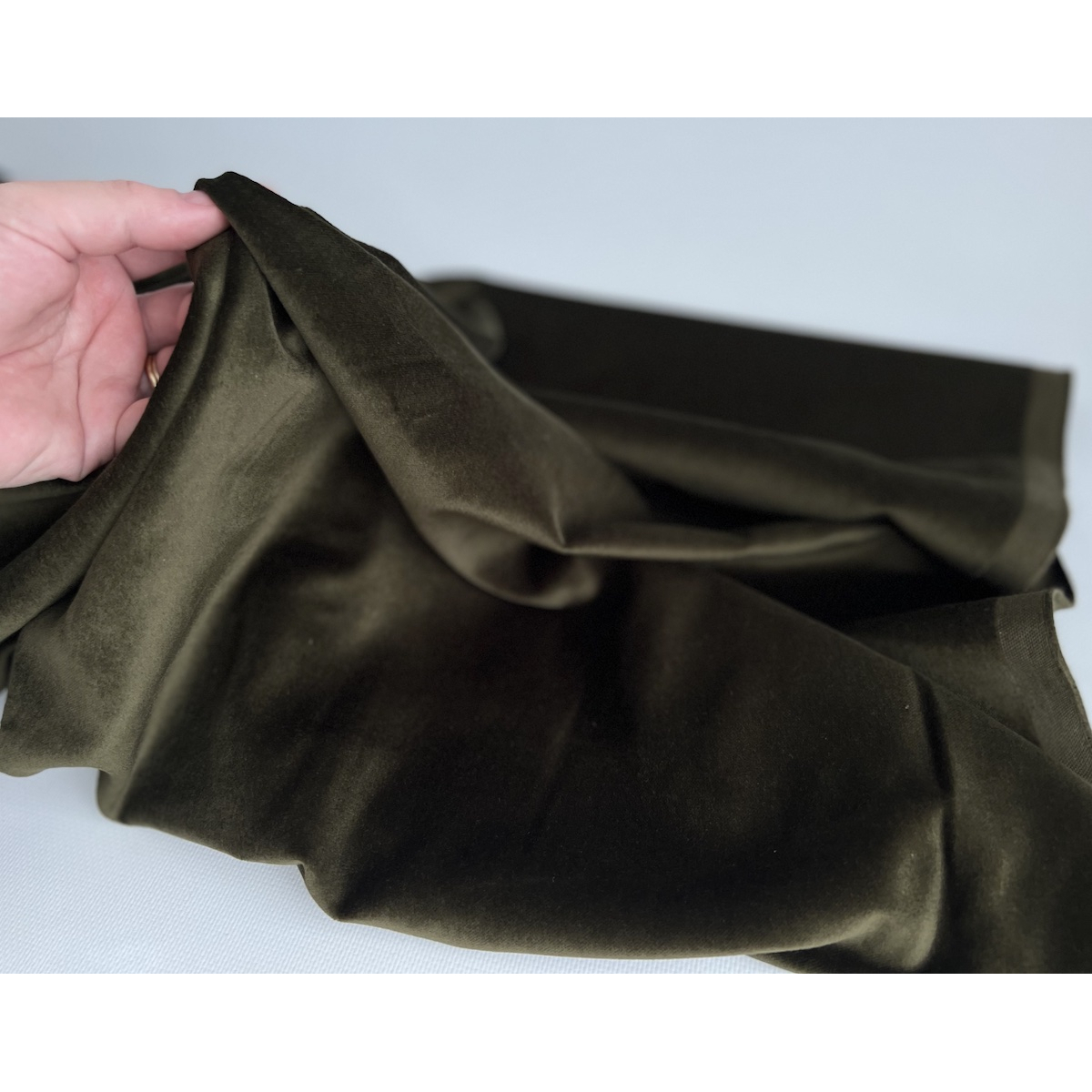 Velours ras coton organique coloris kaki  - 3