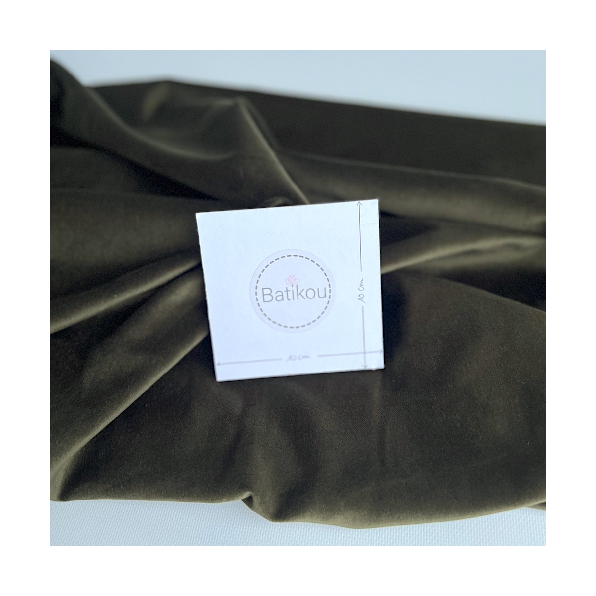 Velours ras coton organique coloris kaki  - 5