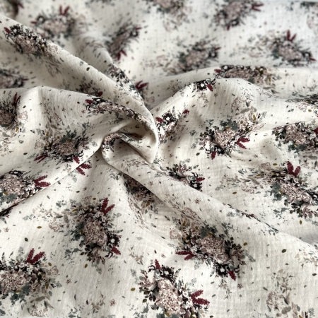 Double gaze de coton organique BIO à fleurs Tissus issus de l'agriculture biologique  - 1