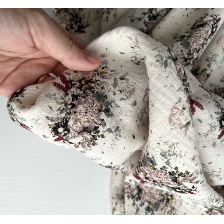 Double gaze de coton organique BIO à fleurs Tissus issus de l'agriculture biologique  - 2