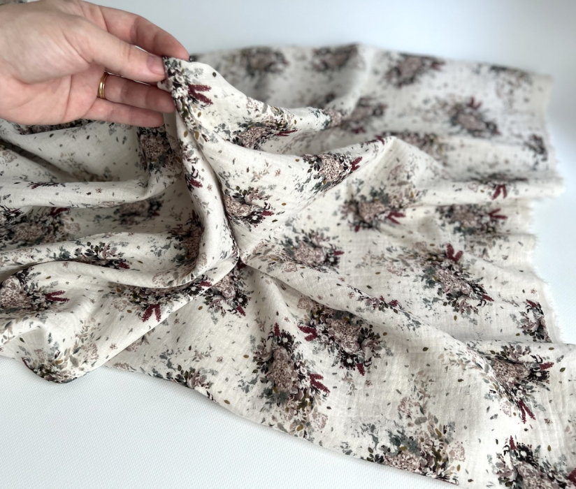 Double gaze de coton organique BIO à fleurs Tissus issus de l'agriculture biologique  - 3