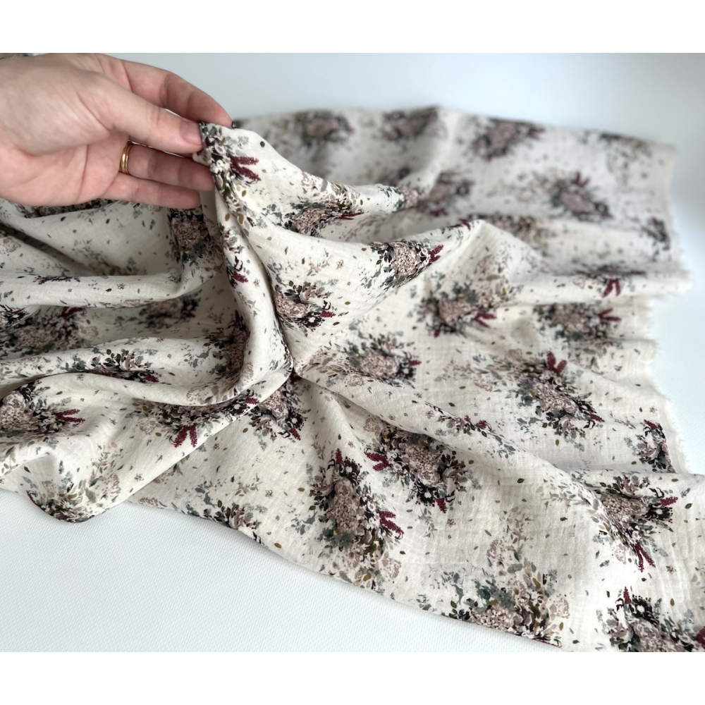 Double gaze de coton organique BIO à fleurs Tissus issus de l'agriculture biologique  - 3