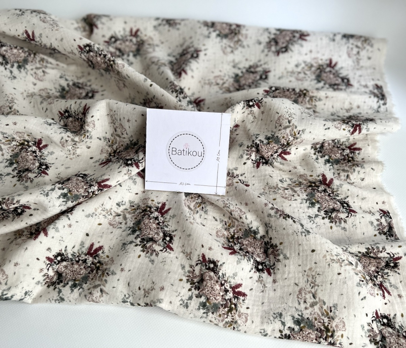 Double gaze de coton organique BIO à fleurs Tissus issus de l'agriculture biologique  - 4