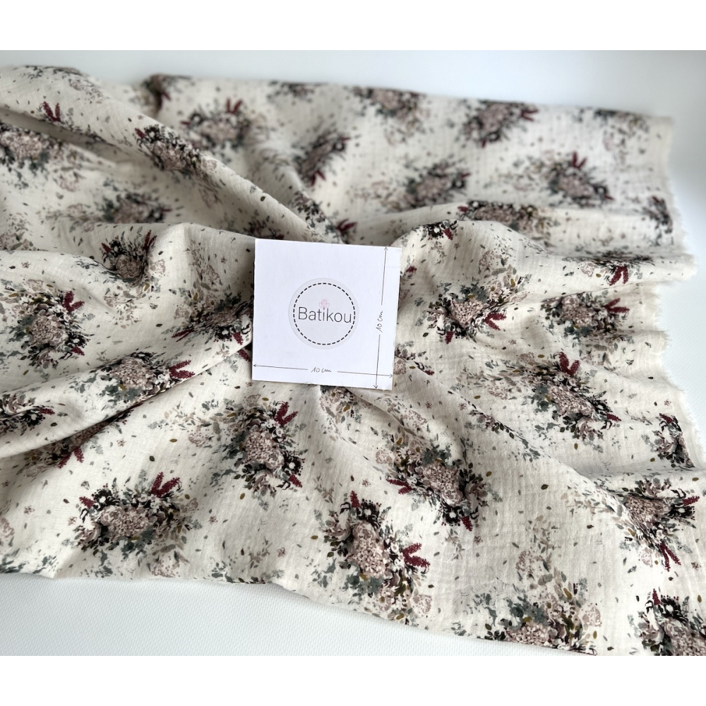 Double gaze de coton organique BIO à fleurs Tissus issus de l'agriculture biologique  - 4