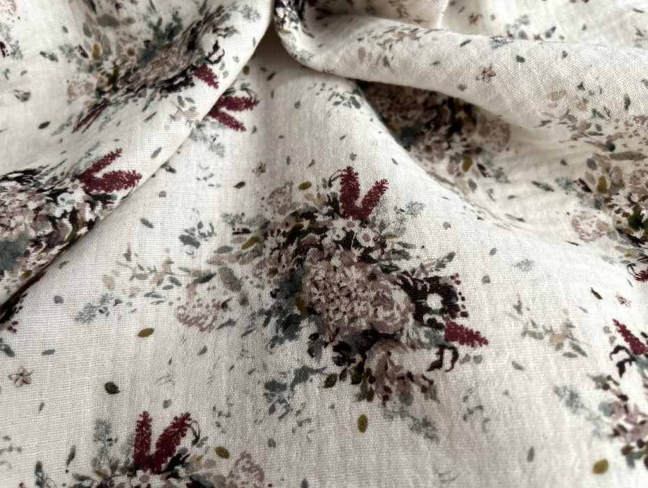 Double gaze de coton organique BIO à fleurs Tissus issus de l'agriculture biologique  - 5