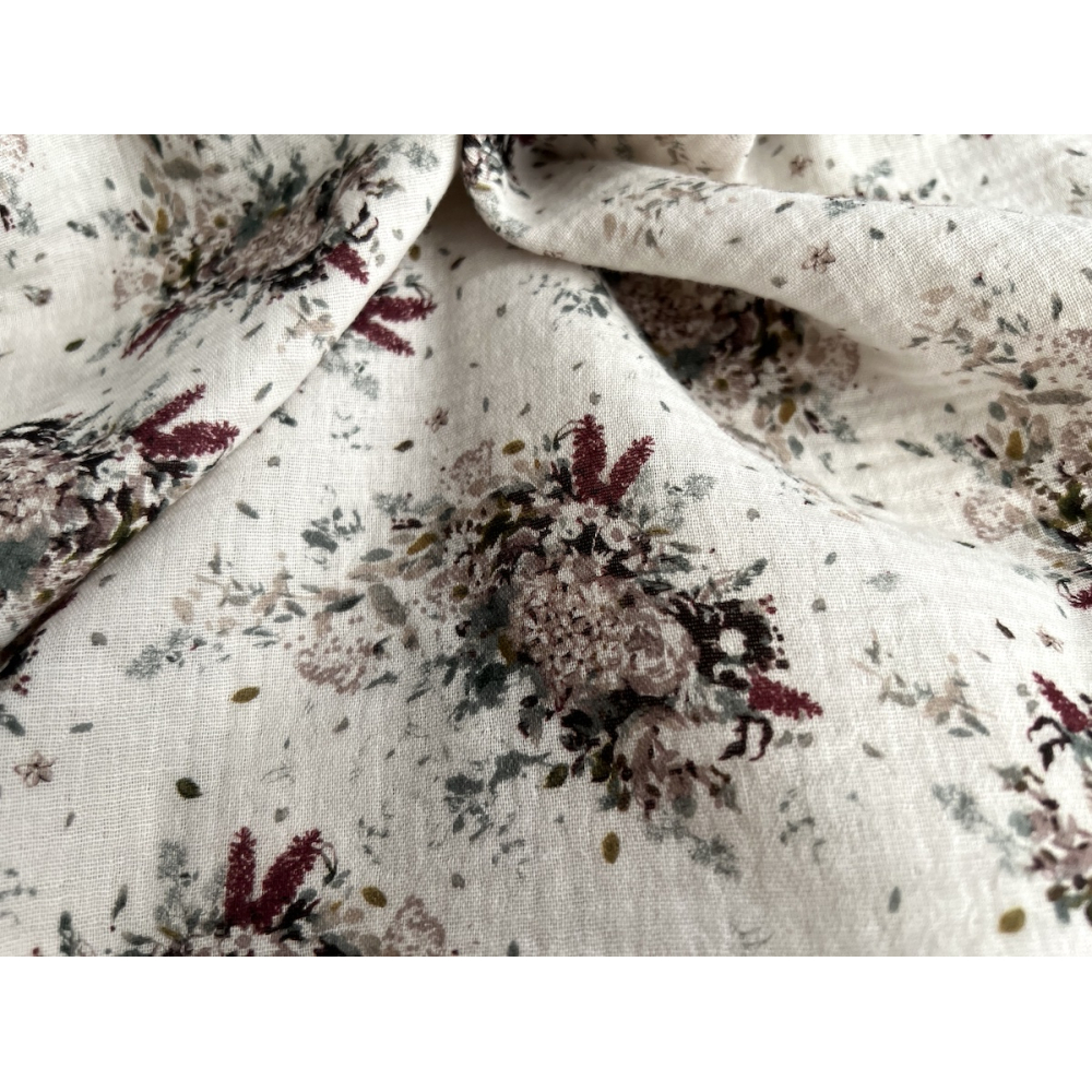 Double gaze de coton organique BIO à fleurs Tissus issus de l'agriculture biologique  - 5