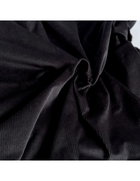 Velours à côtes coton organique coloris noir  - 1