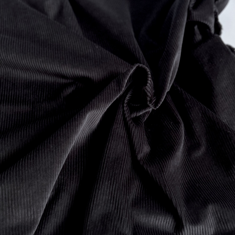 Velours à côtes coton organique coloris noir  - 1