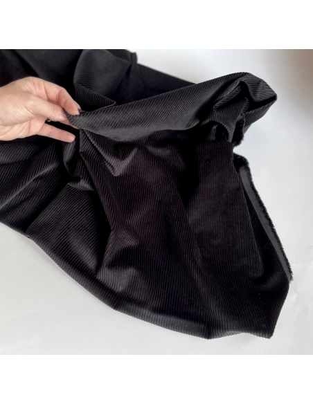 Velours à côtes coton organique coloris noir  - 2