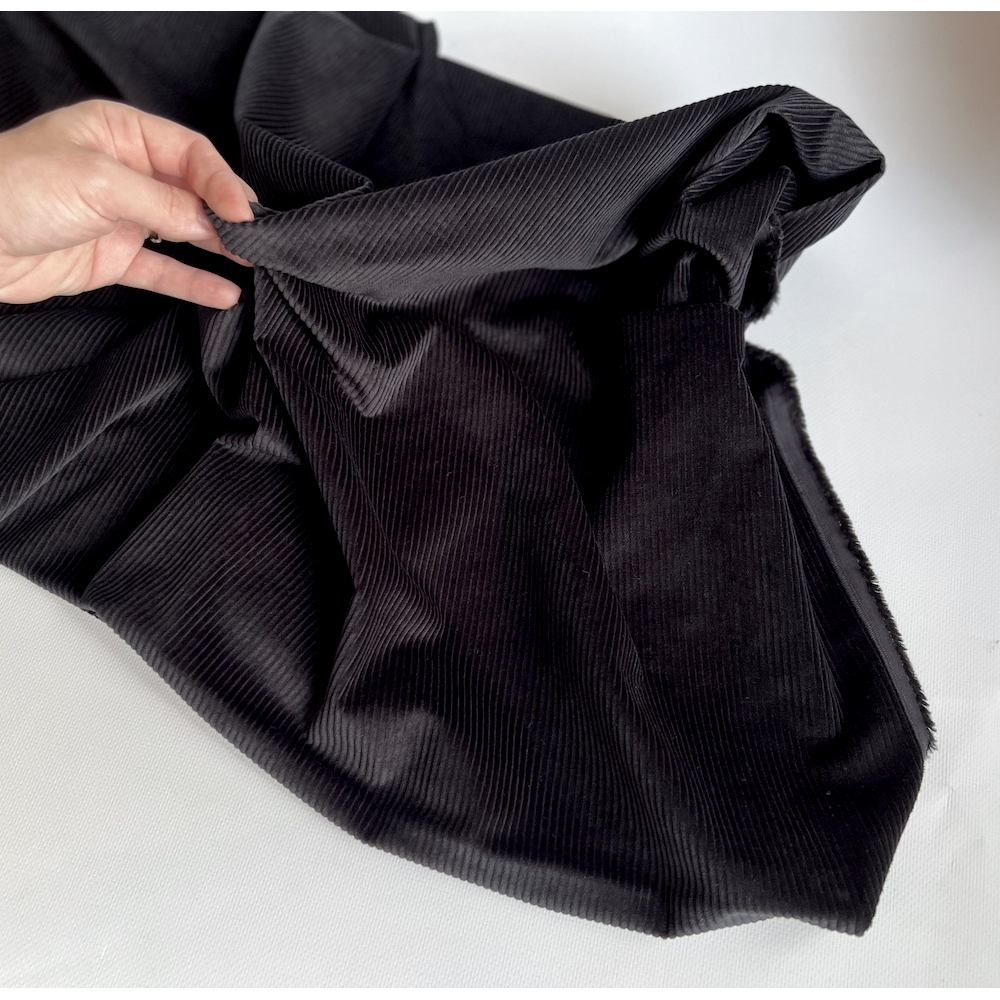 Velours à côtes coton organique coloris noir  - 2