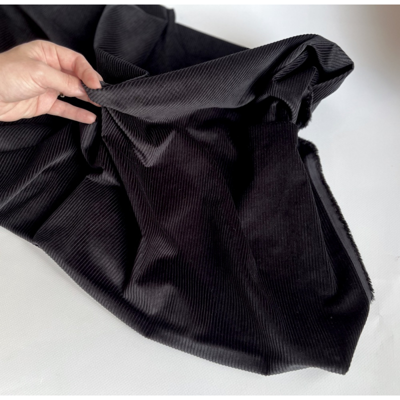 Velours à côtes coton organique coloris noir  - 2