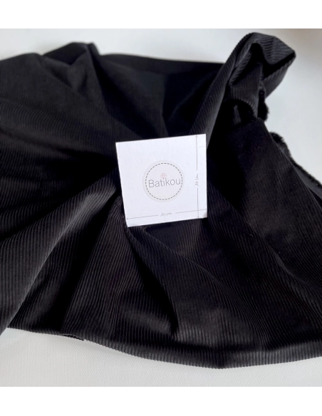 Velours à côtes coton organique coloris noir  - 3