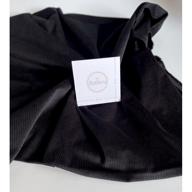 Velours à côtes coton organique coloris noir  - 3