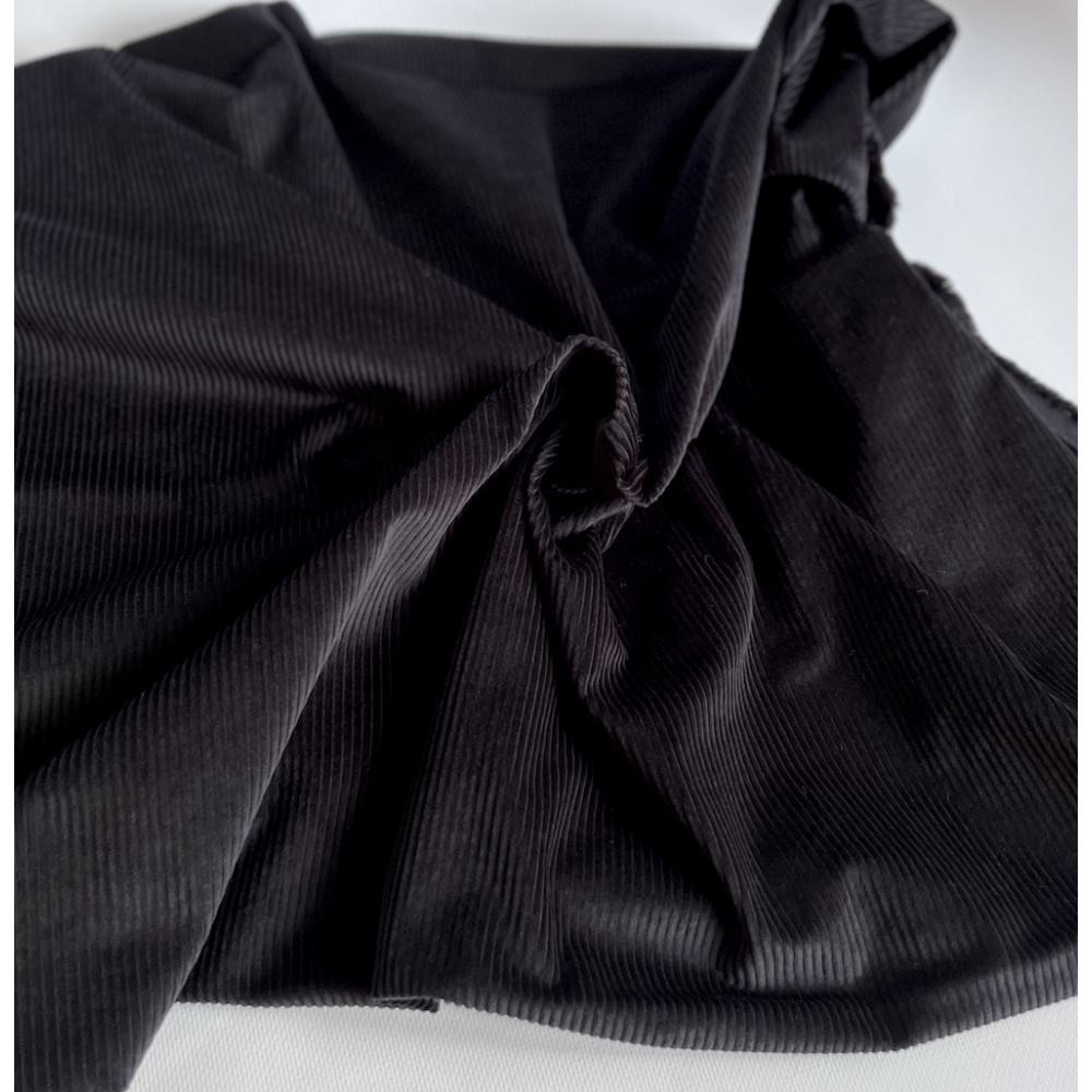 Velours à côtes coton organique coloris noir  - 4