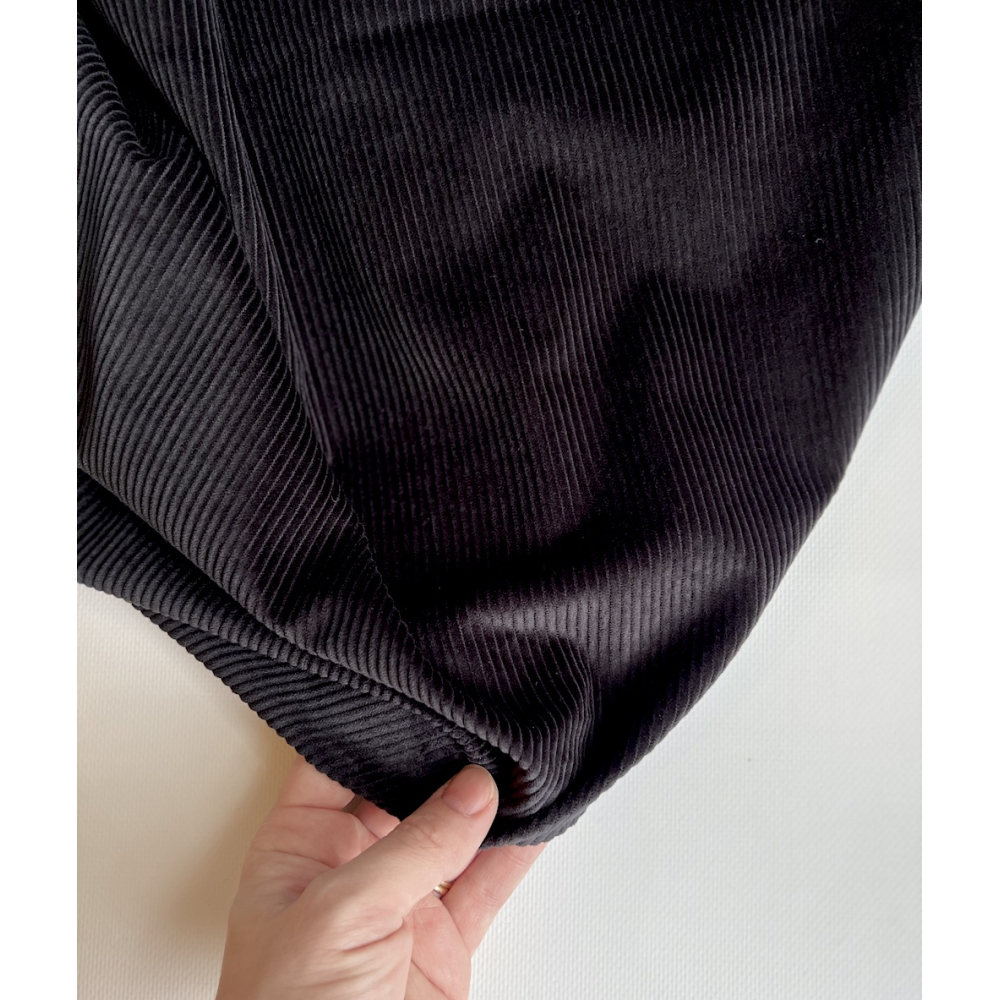 Velours à côtes coton organique coloris noir  - 5