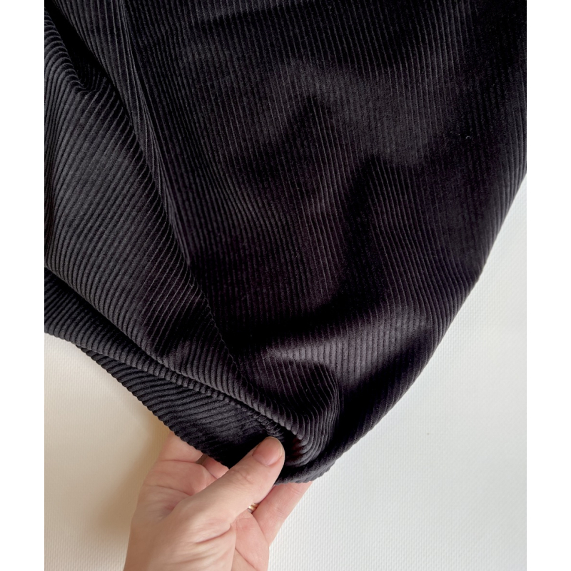 Velours à côtes coton organique coloris noir  - 5
