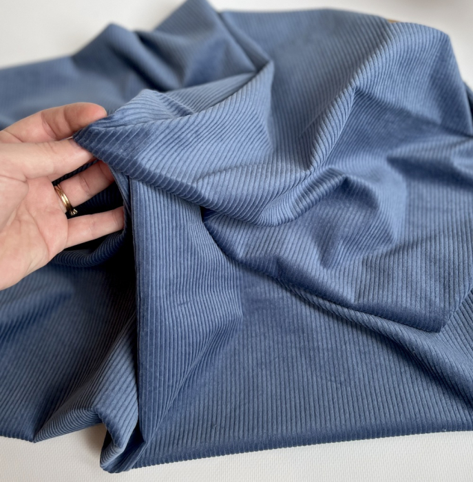 Velours à côtes coton organique coloris bleu moonlight  - 2