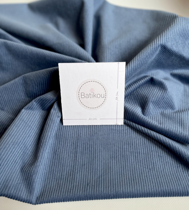 Velours à côtes coton organique coloris bleu moonlight  - 3