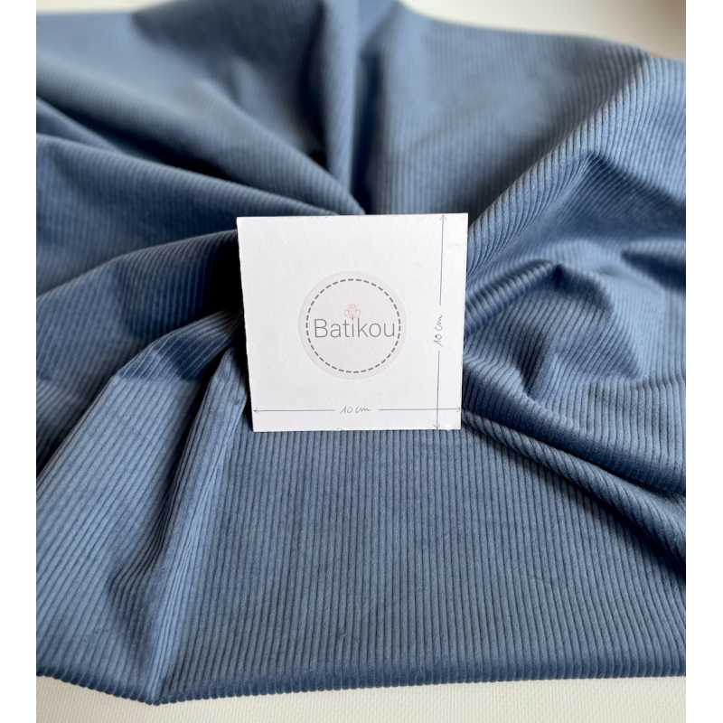 Velours à côtes coton organique coloris bleu moonlight  - 3