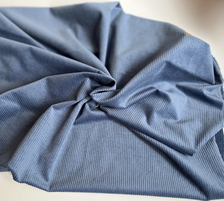 Velours à côtes coton organique coloris bleu moonlight  - 4