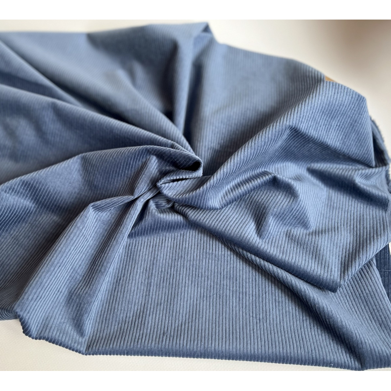 Velours à côtes coton organique coloris bleu moonlight  - 4