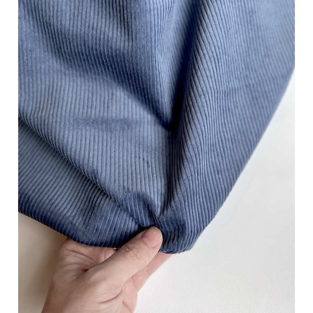 Velours à côtes coton organique coloris bleu moonlight  - 5