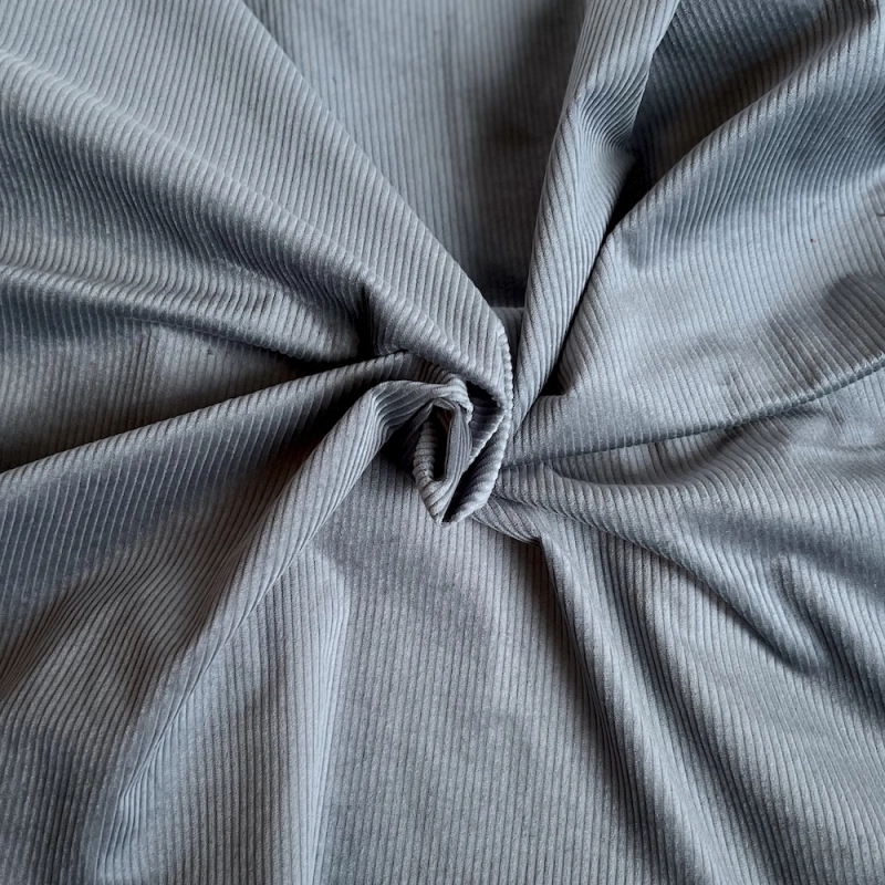 Velours à côtes coton organique coloris gris acier  - 1