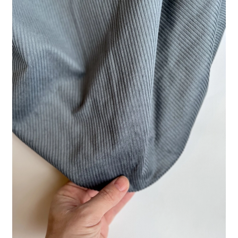 Velours à côtes coton organique coloris gris acier  - 2