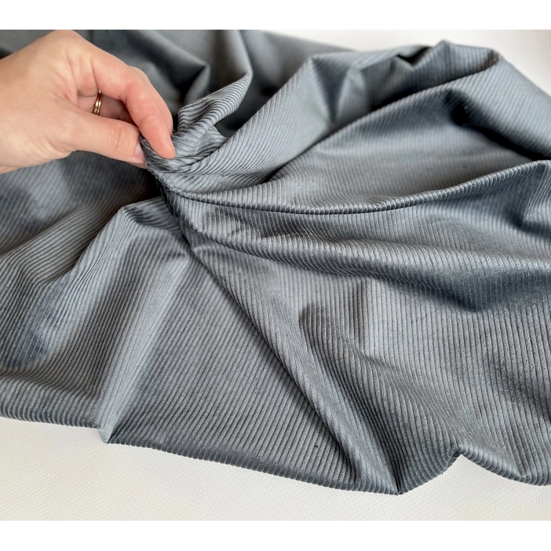 Velours à côtes coton organique coloris gris acier  - 3
