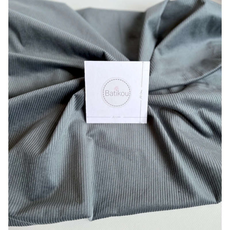 Velours à côtes coton organique coloris gris acier  - 4