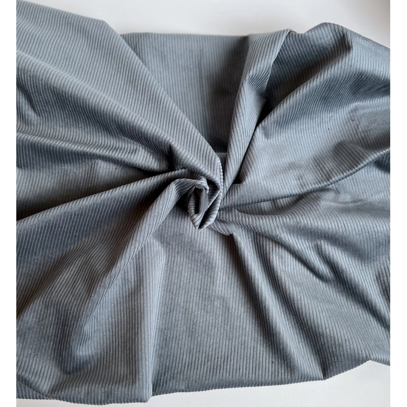 Velours à côtes coton organique coloris gris acier  - 5