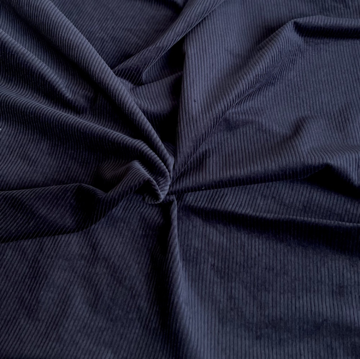 Velours à côtes coton organique coloris marine  - 1