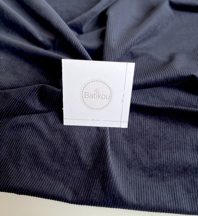 Velours à côtes coton organique coloris marine  - 3