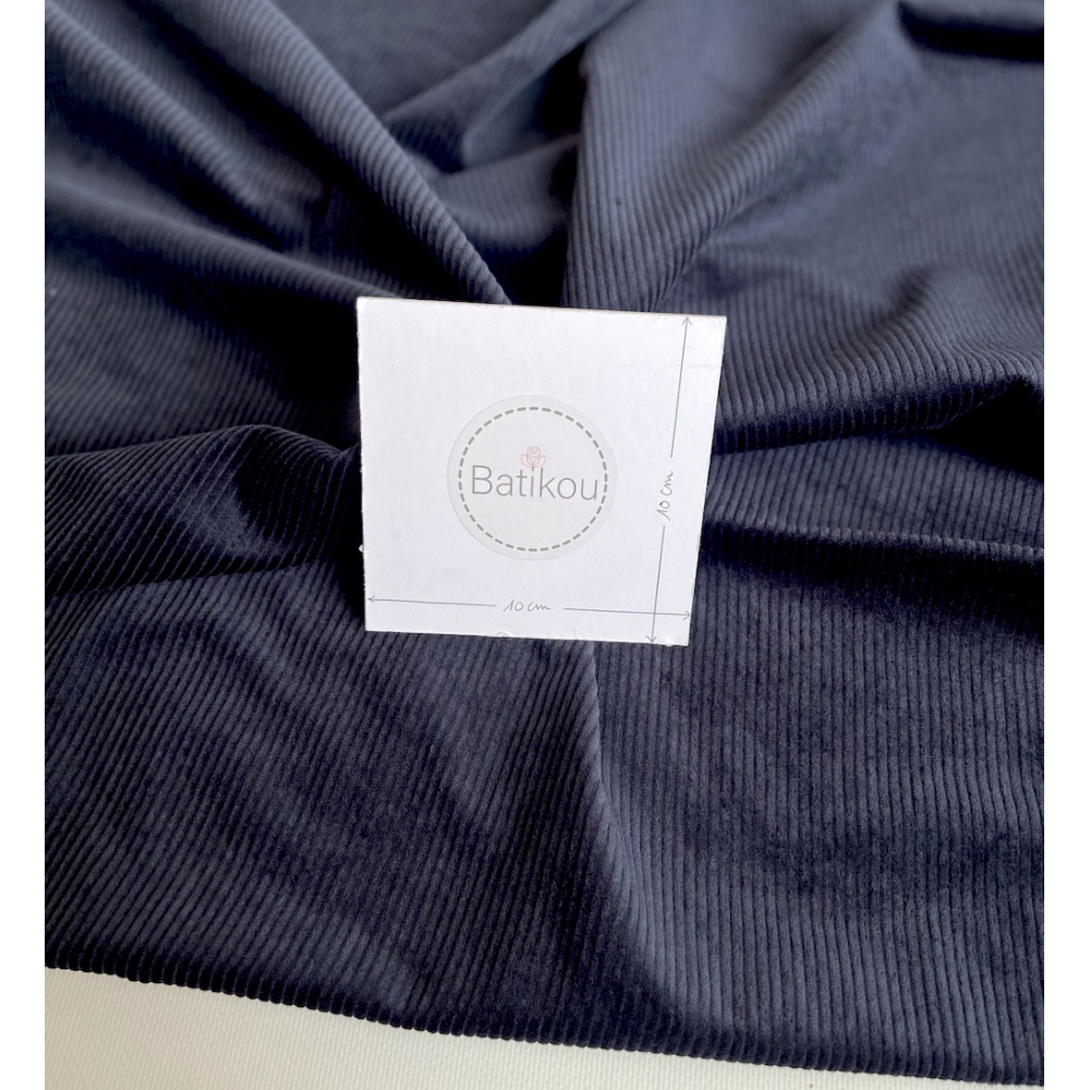 Velours à côtes coton organique coloris marine  - 3