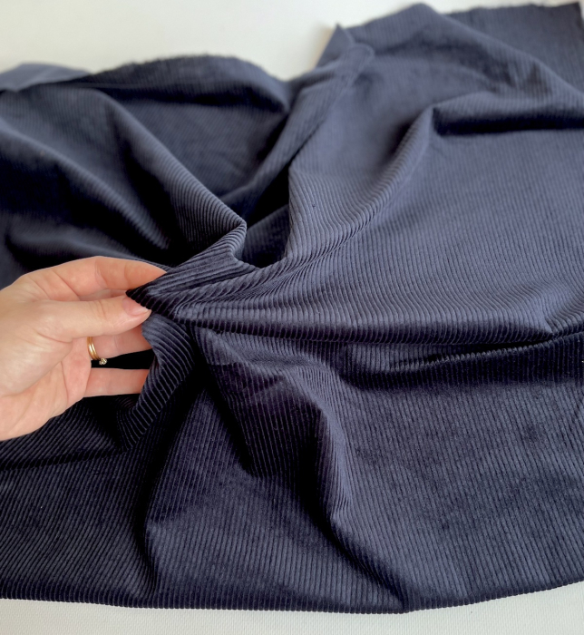 Velours à côtes coton organique coloris marine  - 4