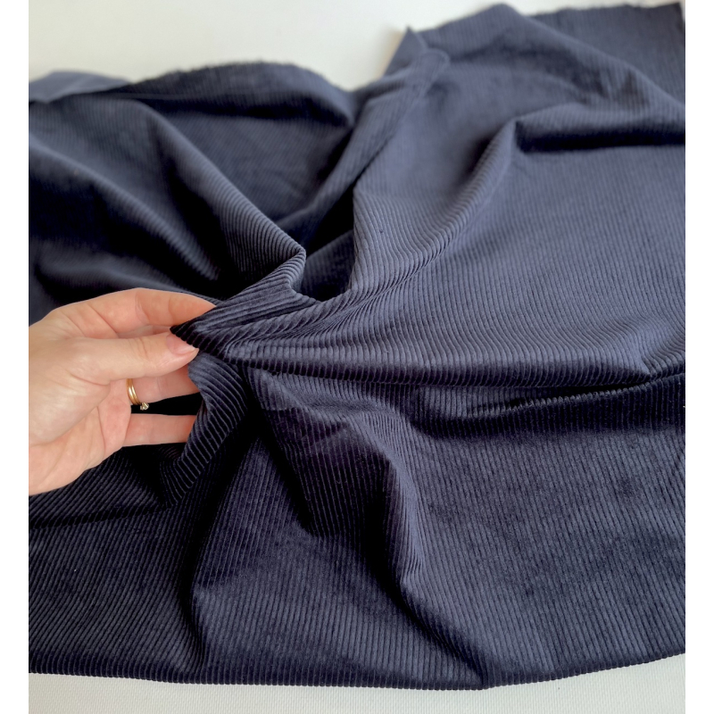 Velours à côtes coton organique coloris marine  - 4