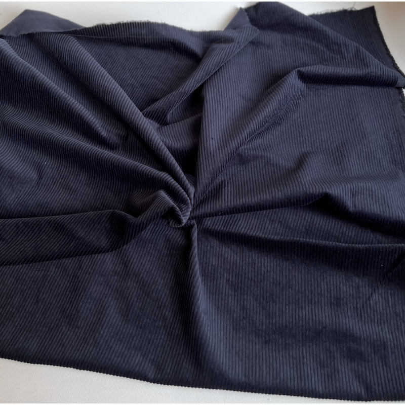 Velours à côtes coton organique coloris marine  - 5
