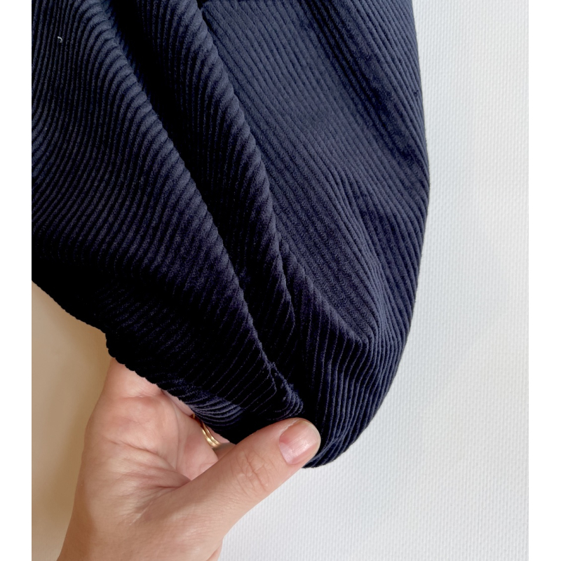 Velours à côtes coton organique coloris marine  - 2