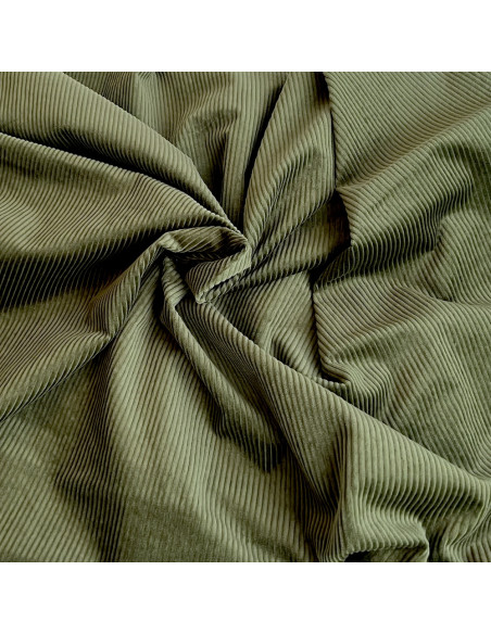 Velours à côtes coton organique coloris vert mousse  - 1