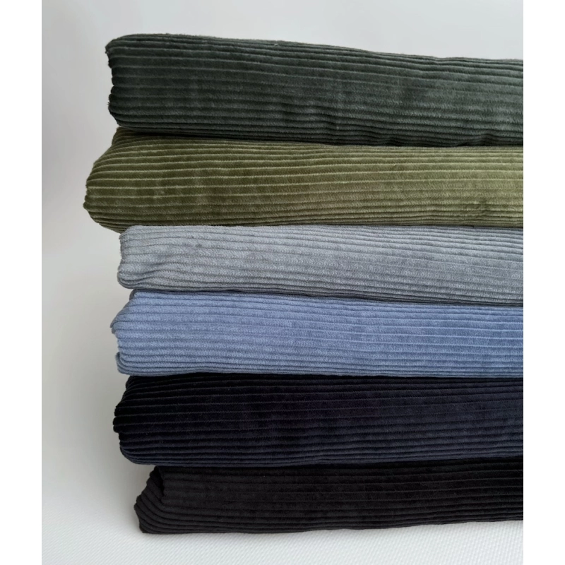 Velours à côtes coton organique coloris vert mousse  - 5